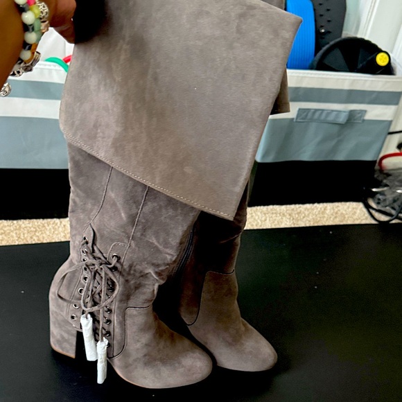 Shoe Dazzle Taupe Over the Knee Boots - Picture 1 of 2